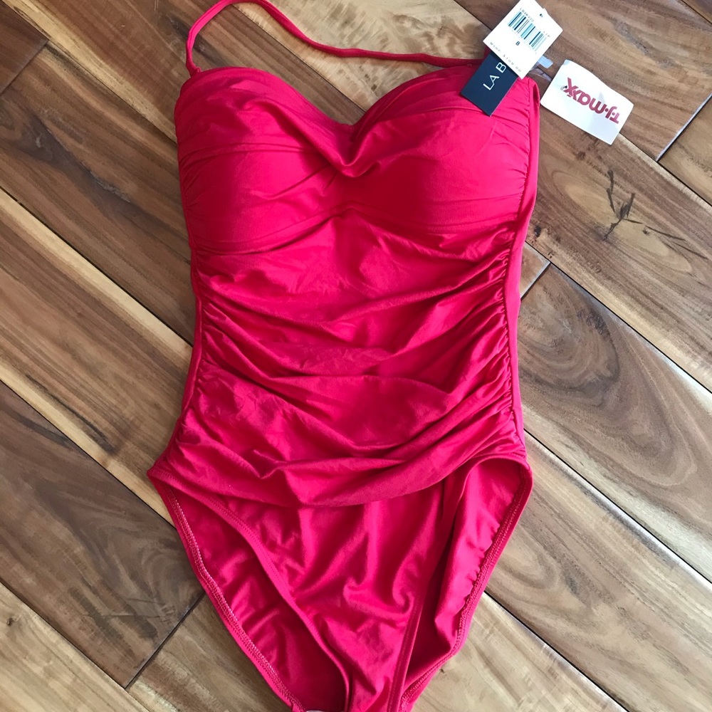NWT La Blanca Red One Piece Swim Suit, Sz 8